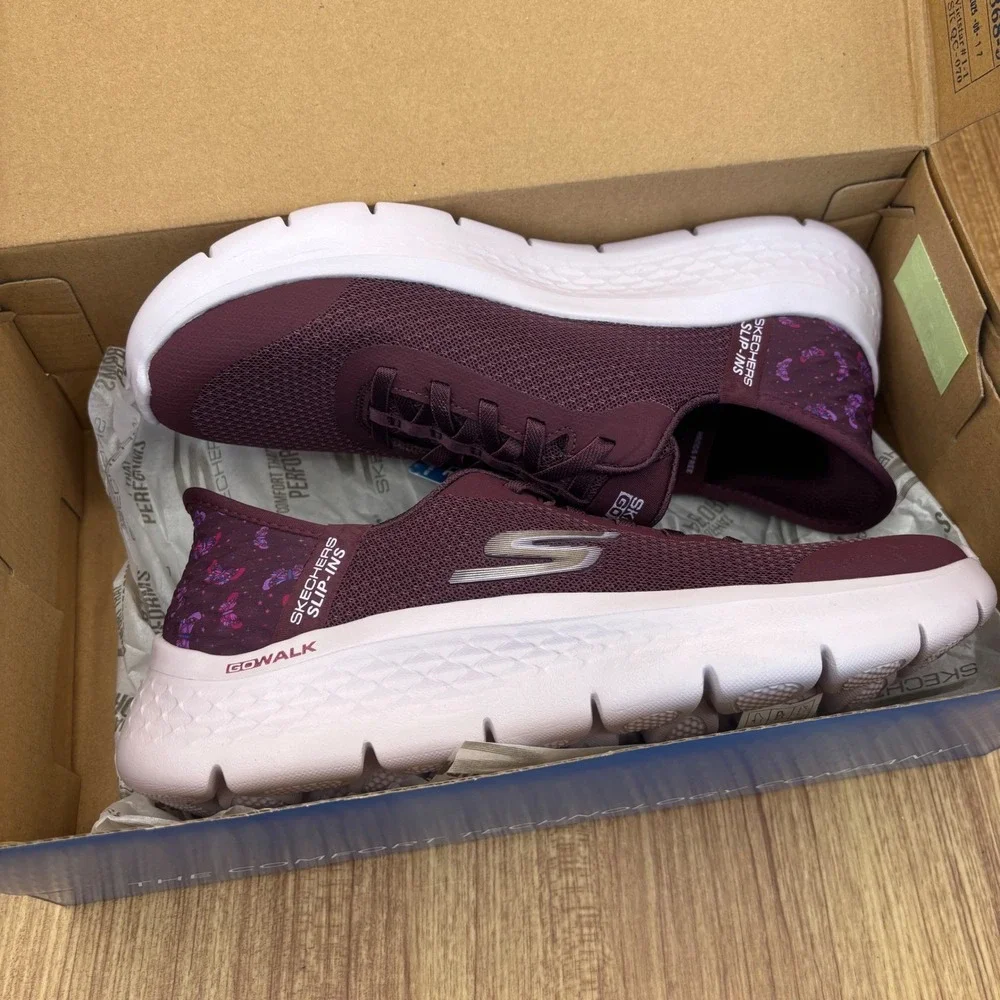 Skechers‎ GO WALK Flex Eva Women 8 Burgundy New Slip-ins Butterfly Sneakers NEW